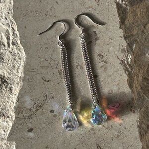 Elegant Sterling Silver Swarovski Crystal Drop Earrings